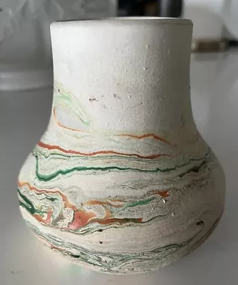 Nemadji USA Pottery Swirl Print Vase Made In USA Vintage Green Orange • $32