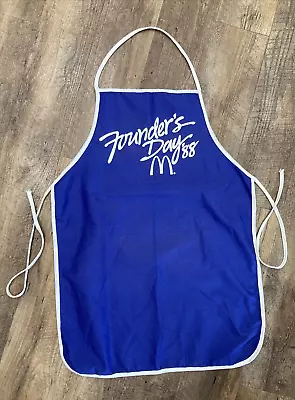 McDonalds Vtg Apron 88 Founders Day Crew Bib 80s Work Hamburger Mickey Ds Blue • $15.99