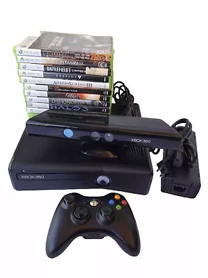 Microsoft XBOX 360 Console Bundle Kinect Sensor Controller 12 Games WORKS GREAT • $100