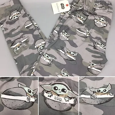 Star Wars Slumber Baby Yoda Pod Pajama Pants Jogger Gray Camo Munki S M L XL • $28.49