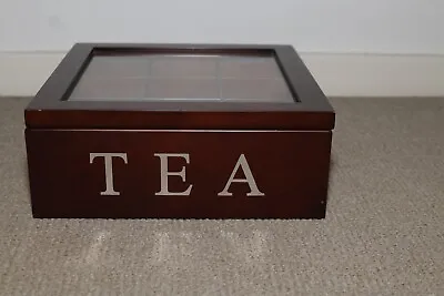 Wooden Tea Bag Chest Box Glass Window Wood Jewellery Storage Organiser Assorted • $35