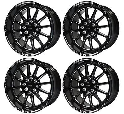 4x VMS Racing Hawk Black Polished Drag Rims Wheels 15x8 4X100 +20 ET #VWBH001 • $799.95