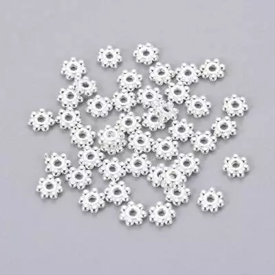 £3.50 • Buy Silver Tone Alloy Daisy Flower Spacer Beads, 4mm X 1.5mm, Hole: 1mm