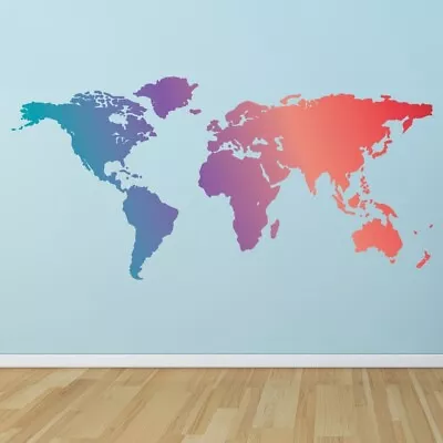 Abstract World Map Educational Wall Sticker WS-45494 • £12.98