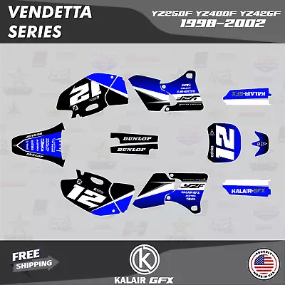 Graphics Kit For YAMAHA YZ250F YZ400F YZ426F 1998-2002 Vendetta-Blue • $87.99