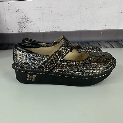 Alegria Dayna Leopard Stripes Mary Jane Shoes Size 7 EU7 Shimmer Leather Nursing • $39.99