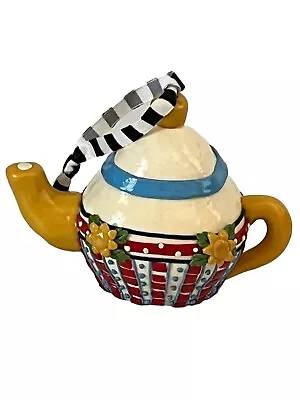 Vintage Mary Engelbreit Tea Pot Cup Cake Ornament Small Yellow Flower Christmas • $17.99