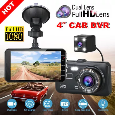Dash Camera Front And Rear Camera Dual Lens 1080P Dash Cam 4.0  Recorder Monitor • $31.95