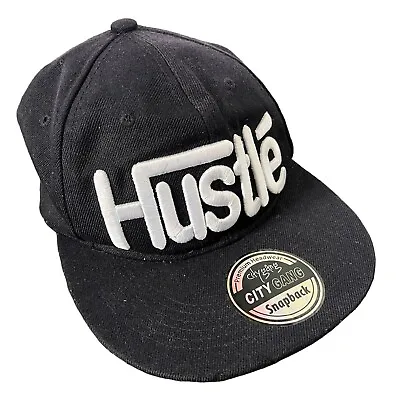 City Gang HUSTLE Snapback Baseball Cap Black/White • £11.99