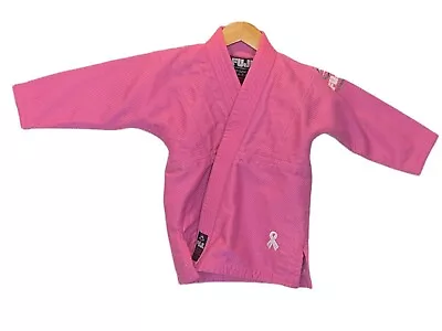 Fuji Girl's Bubblegum Pink Thick Embroidered WC00 Ribbon Long Slv Karate Kimono  • $26.09