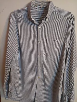 Vineyard Vines On The Go Performance Shirt Mens Small Button Up Striped Blue • $13.99