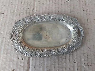 £14.95 • Buy Old Silver Plated Chrome Flower Shaped Butter Dish Plate Jewellery Trinkets