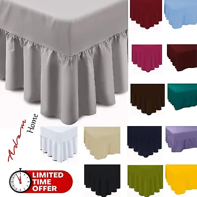 Plain Dyed Fitted Valance Sheet Poly-Cotton Bed Sheet Single Double & King Sizes • £9.99