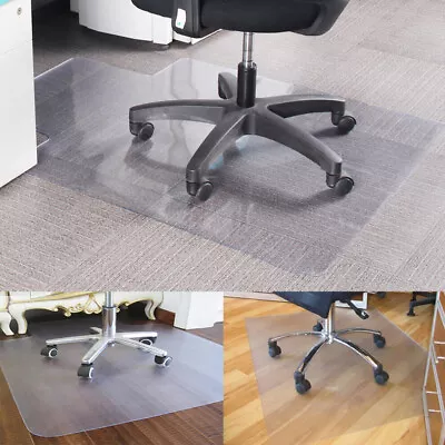 PVC Plastic Non Slip Home Office Chair Desk Mat Floor Computer Carpet Protector • £16.89