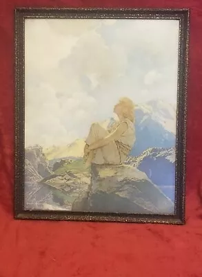 Maxfield Parrish Morning Original Print And Frame Classic Art Deco 13  X 16.5  • $165