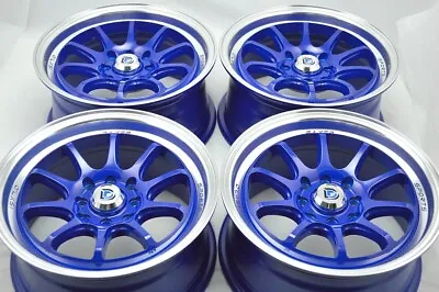 4 New DDR Roar 15x7 4x100/114.3 30mm Blue/Polished Lip 15  Wheels Rims • $599