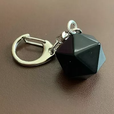 D20 Dice Keyring - Blank - Black - Opaque - D&D - Geek - Games Master. • £1.99