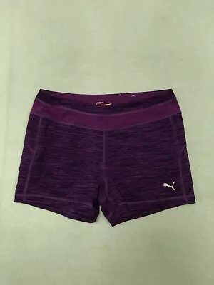 $17 • Buy Puma Purple Size L / 14 Womens Active Sweat Gym Shorts Polyester Elastane