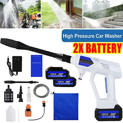 £31.10 • Buy Portable Cordless Car High Pressure Washer Jet Water Wash Cleaner Gun +2 Battery