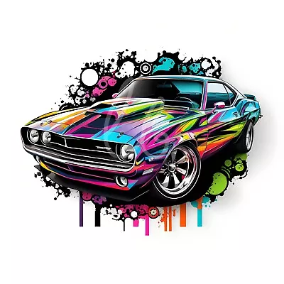 3 Colorful Muscle Car Stickers • $7