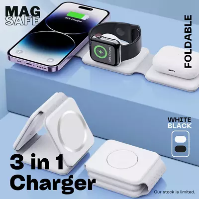 3in1 Wireless Charger Dock Charging Stand For Apple Watch IPhone 15 14 Pro Max • £10.99