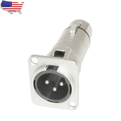 3 Pin XLR Male To XLR Female Feed/Pass Thru Connector Adapter For D Panel Mount • $8.66