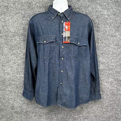 Jon Lauren Shirt Mens XL Blue Chambray Button Down Pockets NWT • $4.87