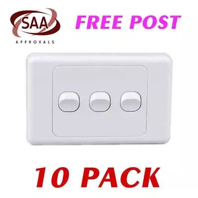 10 X 10A 3 Gang Tripple Wall Switch - Electrical Light Switch-  SAA -SWB3 • $29.40