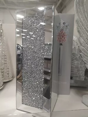 £24.99 • Buy 35Cm Square Mirrored Vase Crushed Diamond Silver Crystal Decorative Vase Flower 
