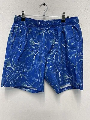 ALL IN MOTION Performance Athletic 8” Inseam Floral Print Blue Shorts Mens Sz M • $14.04
