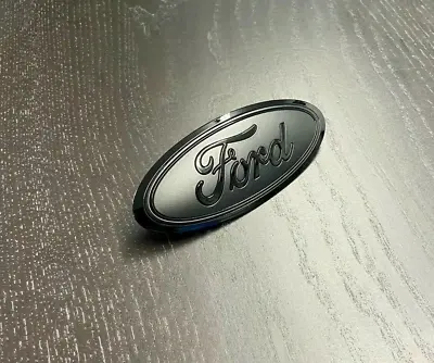 For FORD ALL BLACK Front Grille Oval Emblem F-150 Edge Explorer 9 Inch X 3.54 • $54.99