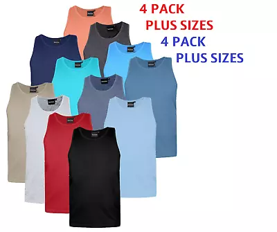 Mens Vest Gym Top Muscle Vest King Size Big Tall Tank Top Sizes M - 8XL  =4 PACK • £22.99