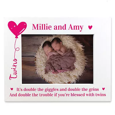 TWINS Photo Frame Personalised New Baby Gift Baby Shower Gift Nursery Decor • £9.99