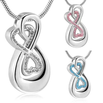 Infinity Locket Memorial Necklace For Ashes Of Loved One Cremation Ashes Jewelry • $9.99
