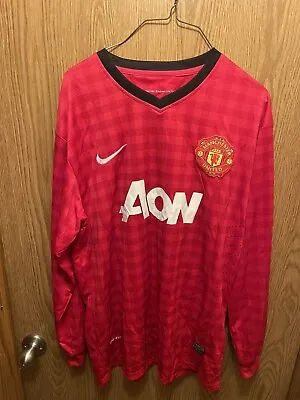 Manchester United Mens XL Nike Jersey 13-14 Season Long Sleeve Wayne Rooney Red • $79.95