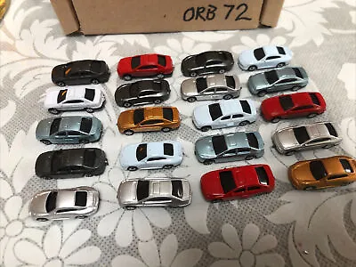 20 Painted Model Cars  Model Railway  Scenery   Scale N 1:150 Fast Uk Ship ORB72 • £6.50