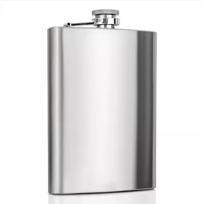 8oz Slim Flask Liquor Whiskey Booze Smuggle Discreet Hip Pocket Stainless Steel • $9.99