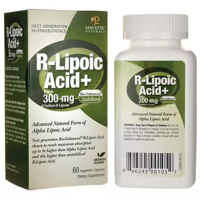 Genceutic Naturals R-Lipoic Acid+ 300 Mg 60 Veg Caps • $33