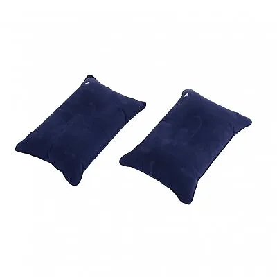 NEW! Set Of 2 Comfortable Blow Up Inflatable Portable Travel Camping Air Pillows • £4.99