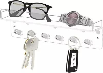 £4.99 • Buy An  Acrylic / Magnetic Key Holder / Wall Organizer With Six Hooks - New & Boxed