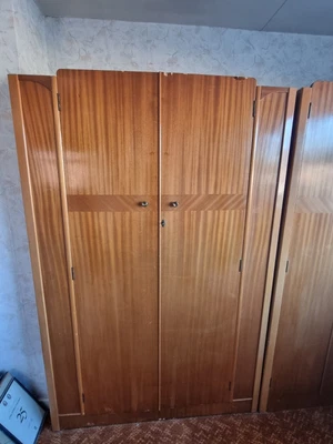 £60 • Buy Vintage 1950s 1960s Teak Gentlemen's Wardrobe 2 Doors, 2 Hanging Rails, Shelf