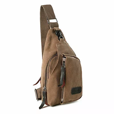 Men Women Shoulder Bag Sling Chest Pack Canvas Travel Hiking Chest Bag Daypack • $9.98