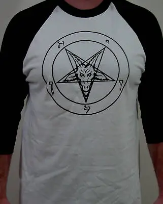 Pentagram Baphomet Baseball Shirt Metal Venom Slayer Exhumed Metallica Mayhem  • $19