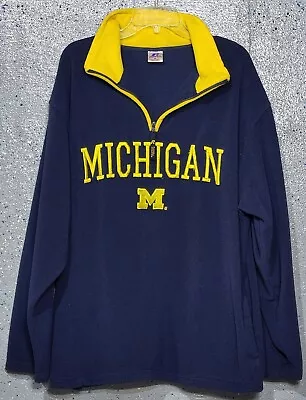 Russell Athletic Vintage Mens Fleece Embroidered 1/4 Zip MICHIGAN Sweatshirt XL • $29.95