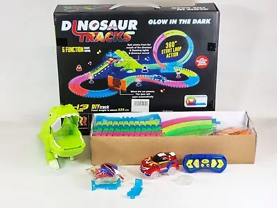 RC Dinosaur Slot Car Train Track Kids Toy SMOKING Radio Control Model Set Sound • £30.01