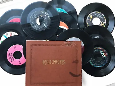 $23.99 • Buy Vintage 45 RPM Brown Record Holder, File, Book Storage Album-INCLUDES 12 RECORDS
