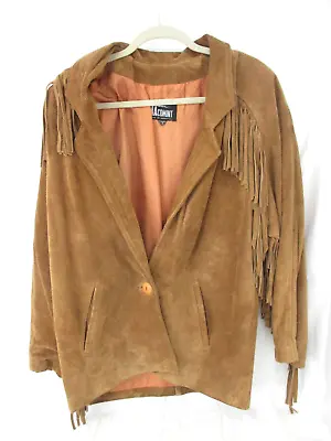 Vintage Comint Brown Suede Leather Jacket With Fringe • $60