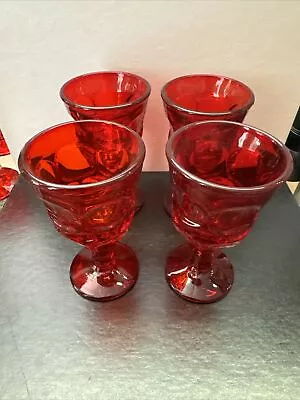 4 Vintage FOSTORIA Glass JAMESTOWN Red RUBY 3oz Cordial Wine GOBLET 4.5  • $26