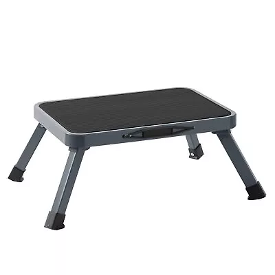 Metal Folding Step Stool Wide One Step Stool With Non Slip Rubber Platform ... • $32.98