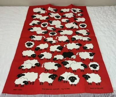 Vintage Kitchen Souvenir Towel Ulster Weavers Ireland Baa - Bass Sheep Red • $7.95